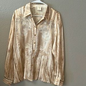 Escada Vintage Silk blouse with muted tiger print